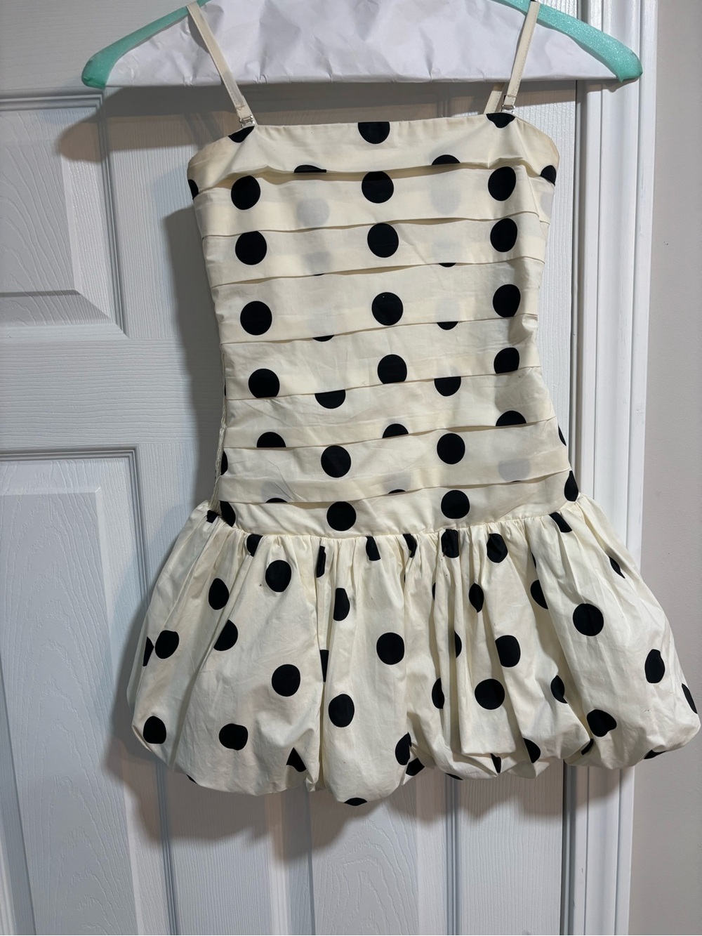 Katie J NYC Cream Dress with Black Polka Dots